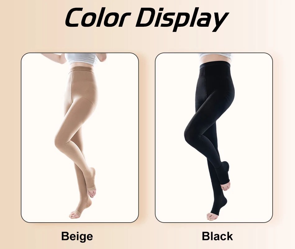 15-21mmHg Extra Large Medical Compression Pantyhose Solid Thights Open Toe Women Grade 1 Pressure Socks for Varicose Veins