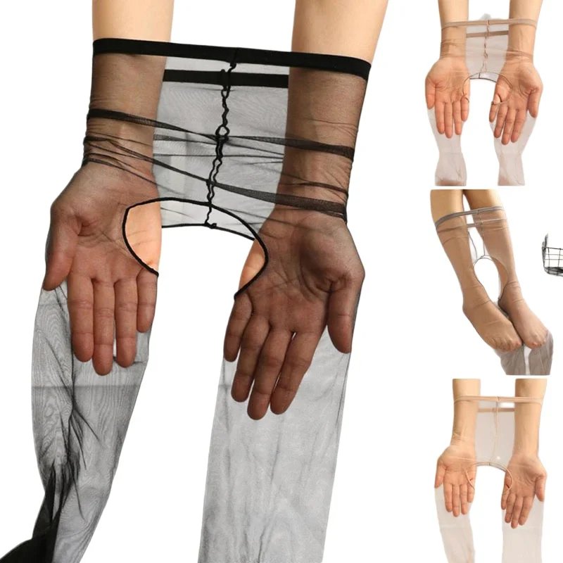 Ultra-thin Transparent Sexy Temptation Silk Crotchless Tights Sheer Open Crotch Pantyhose
