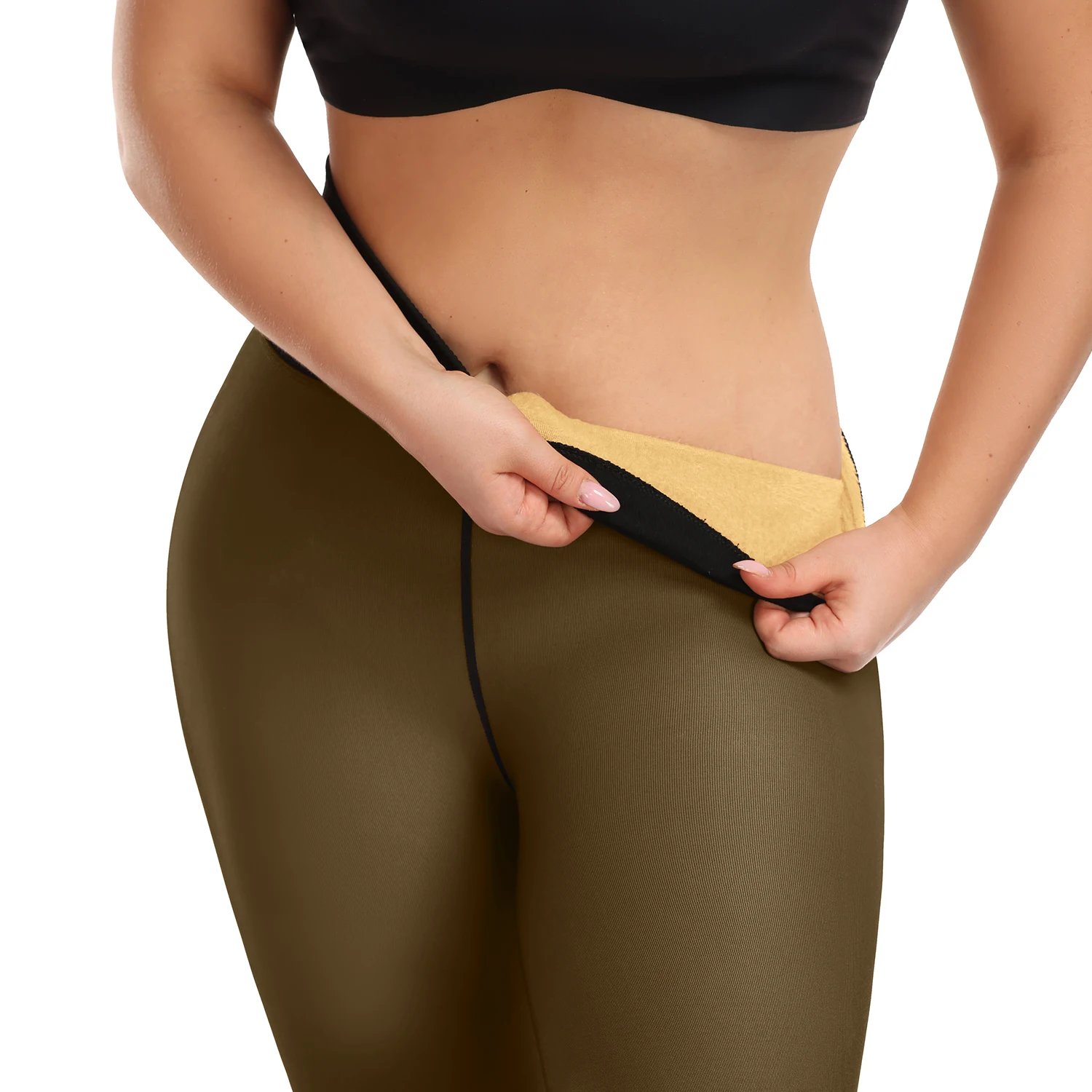 One Seam Fleece Lined Tights Sexy Black Shaping Thermal Leggings Translucent Pantyhose Sheer Fleece Leggings Plus Size - Image 3