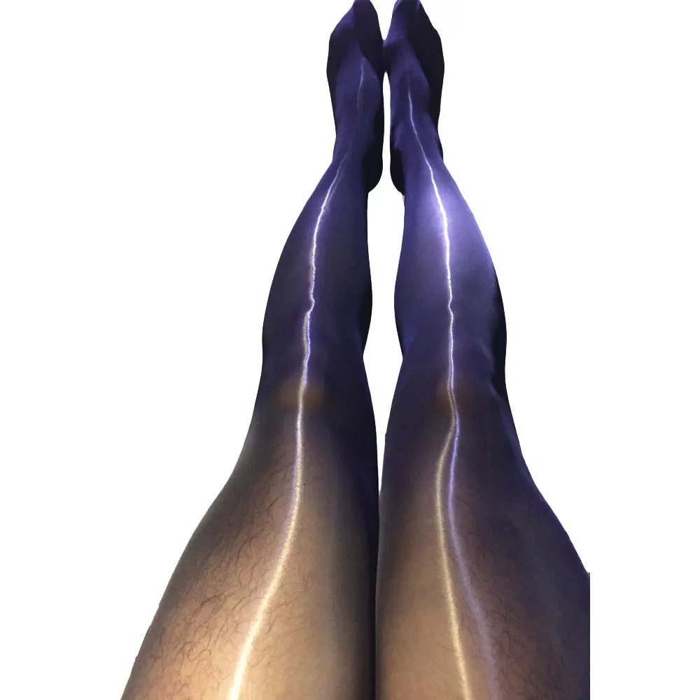 Men Sexy 8D Shiny See Through U Convex Pouch Stockings Open Close Sleeve Sheer Glossy Pantyhose Plus Size - Image 5