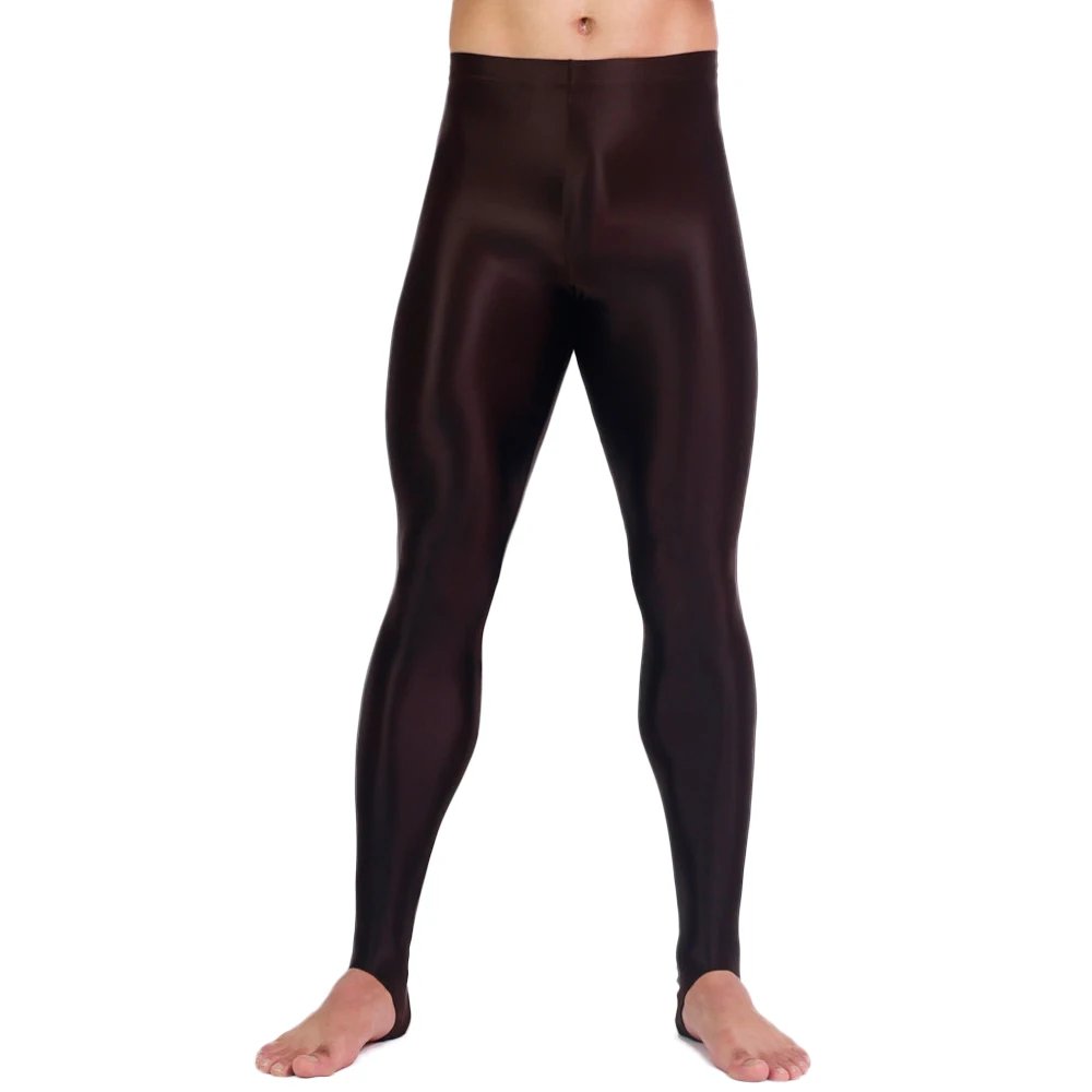 Men's Slim Tights Pencil Pants Stain Smooth Oil Glossy Shiny Elastic Yoga Leggings Sheer See Through Full Pants Plus Size - Image 5