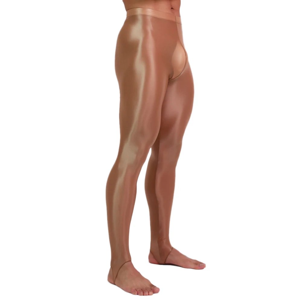 Men's Slim Oil Glossy Shiny Elastic Sheer See Through Full Tights Plus Size Men's Slim Oil Glossy Shiny Elastic Sheer See Through Full Tights Plus Size