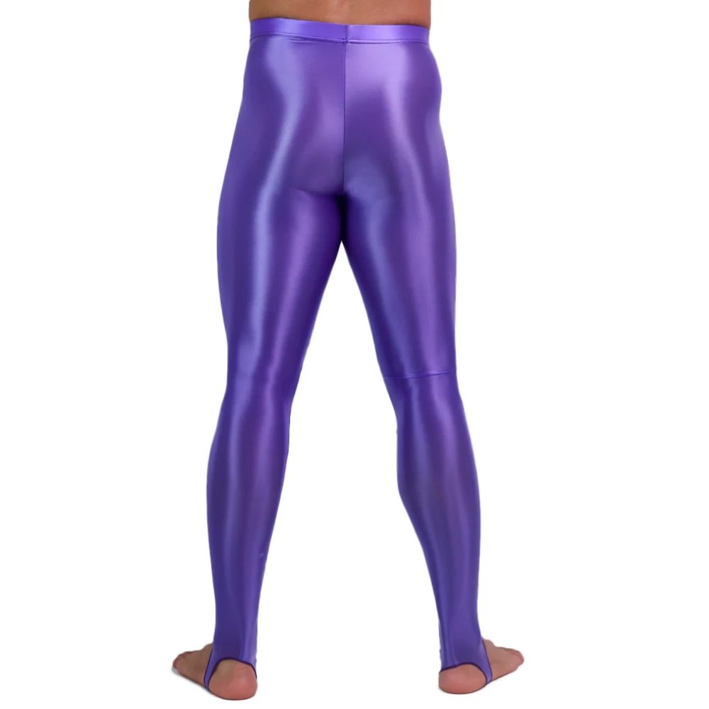 Men's Slim Tights Pencil Pants Stain Smooth Oil Glossy Shiny Elastic Yoga Leggings Sheer See Through Full Pants Plus Size - Image 3