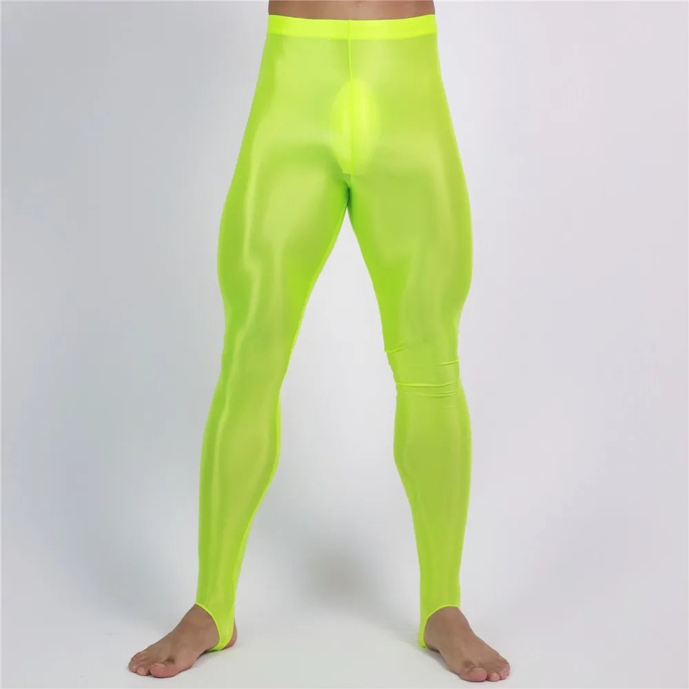 Men's Slim Oil Glossy Shiny Elastic Sheer See Through Full Tights Plus Size Men's Slim Oil Glossy Shiny Elastic Sheer See Through Full Tights Plus Size