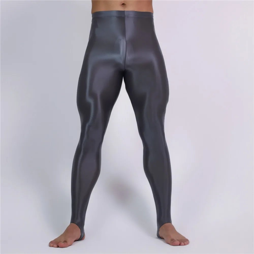 Men's Slim Oil Glossy Shiny Elastic Sheer See Through Full Tights Plus Size Men's Slim Oil Glossy Shiny Elastic Sheer See Through Full Tights Plus Size