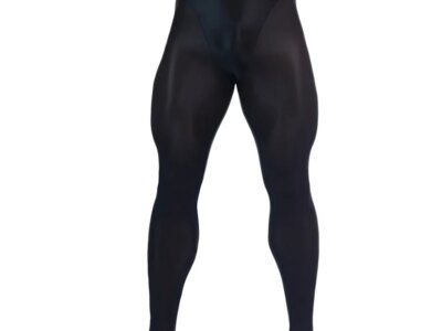 Men's Oil Glossy Shiny Tights Elastic Yoga Leggings Stain Smooth Full Pants