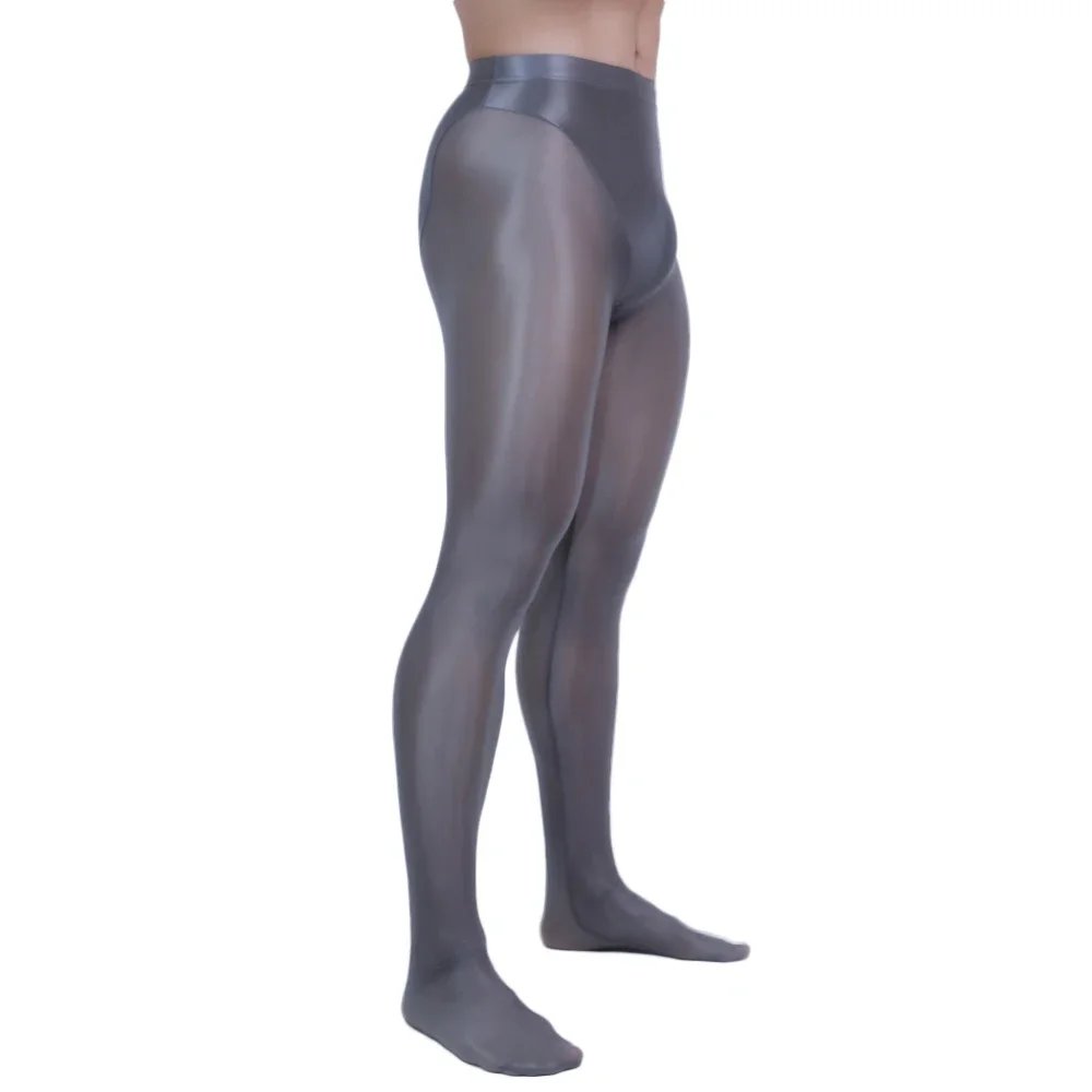Men's Oil Glossy Shiny Tights Elastic Yoga Leggings Stain Smooth Full Pants - Image 6
