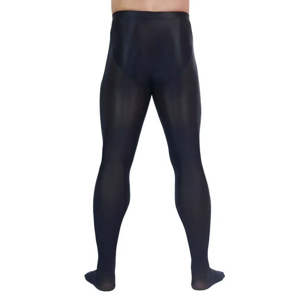 Men's Oil Glossy Shiny Tights Elastic Yoga Leggings Stain Smooth Full Pants - Image 5
