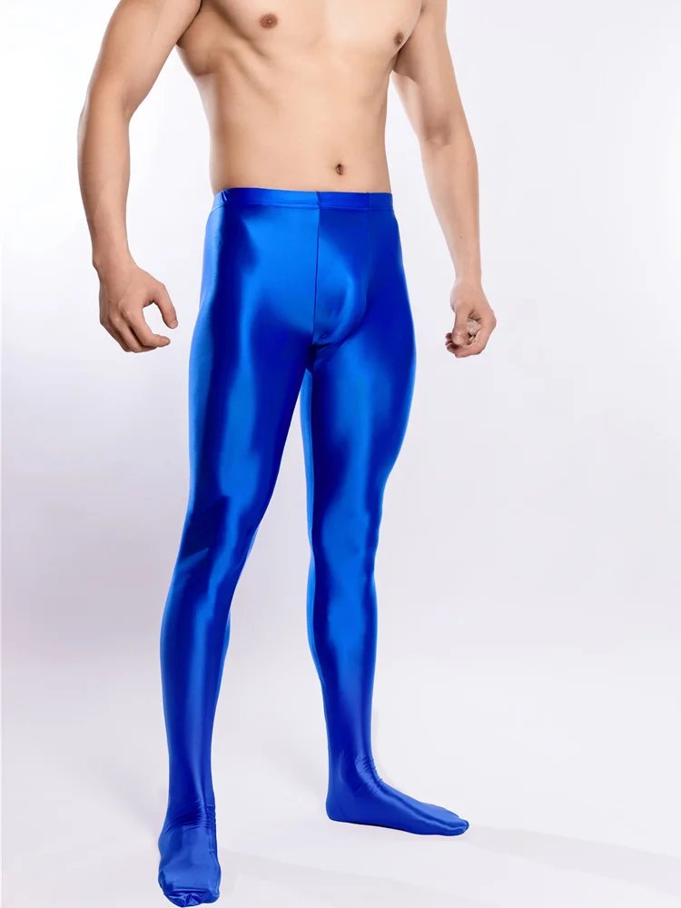 Men Oil Glossy Shiny Tights Elastic Yoga Leggings - Image 2