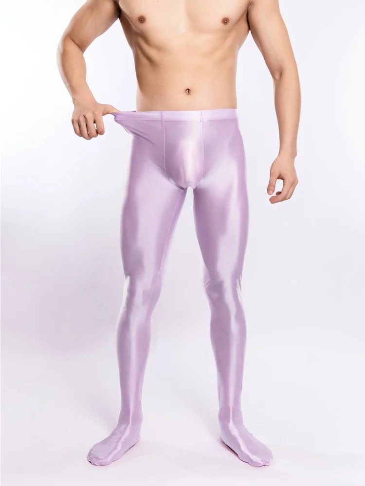 Men Oil Glossy Shiny Tights Elastic Yoga Leggings - Image 4