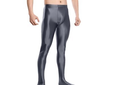 Men Oil Glossy Shiny Tights Elastic Yoga Leggings