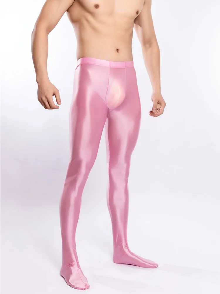 Men Oil Glossy Shiny Tights Elastic Yoga Leggings - Image 6