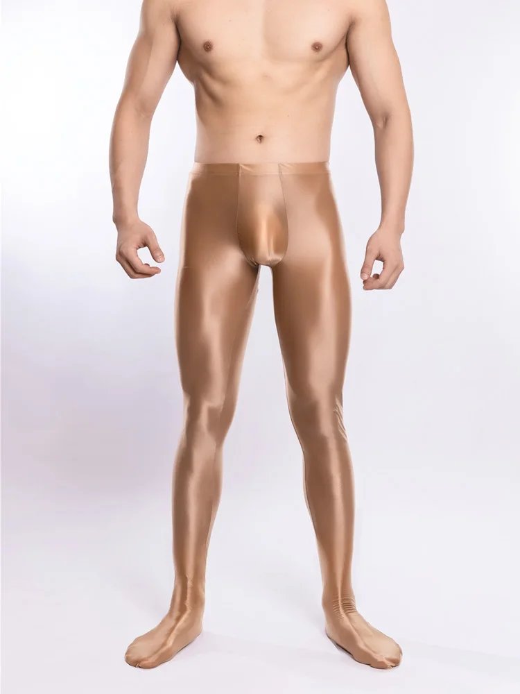 Men Oil Glossy Shiny Tights Elastic Yoga Leggings - Image 5